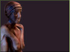 "Lorelei im Badeanzug", Nussbaum, 140 cm hoch. Holzskulptur von Friedhelm Burkhalter, Zrich 2010